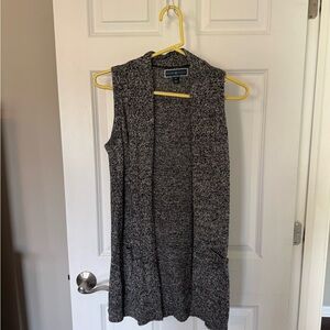 Karen Scott Gray Open Front Cardigan Vest